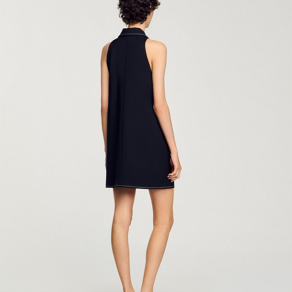 Sandro Melodie Noir Black Dress with Gold Accents Sz EU40 (US 8/10)  NWT $445 - Picture 3 of 8